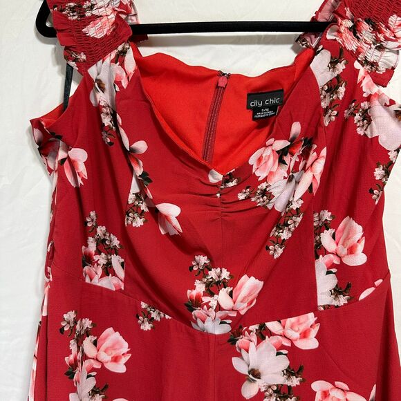 City Chic Off The Shoulder Romper Lined Cherry Blossoms Plus Size 16 Floral - Picture 2 of 4